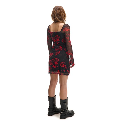 Cropp - Sukienka mini w róże - czerwony Cropp M Cropp