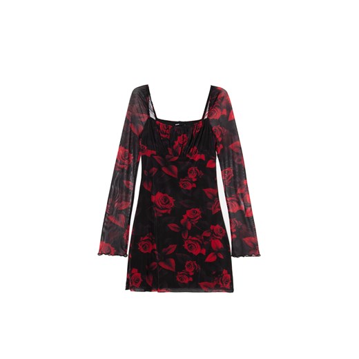 Cropp - Sukienka mini w róże - czerwony Cropp L Cropp