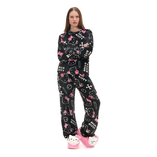 Cropp - Pluszowa dwuczęściowa piżama Hello Kitty - czarny ze sklepu Cropp w kategorii Piżamy damskie - zdjęcie 177588923