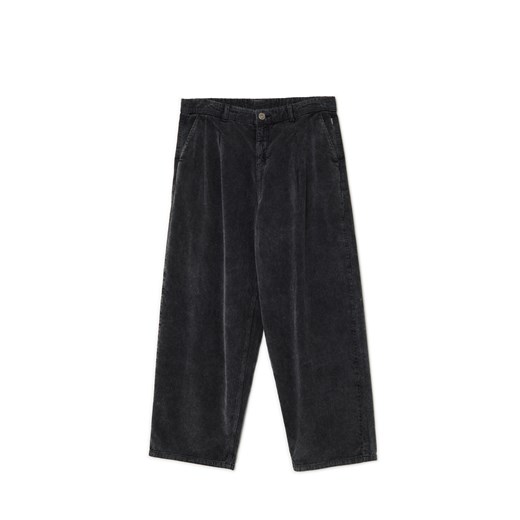 Cropp - Szare sztruksowe spodnie baggy - szary Cropp 30 Cropp