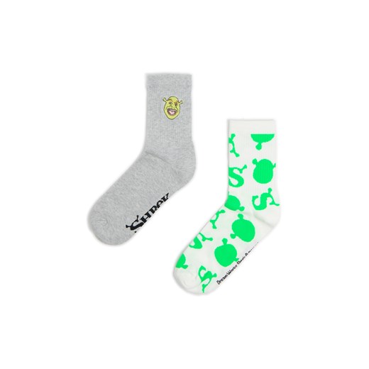 Cropp - 2 pack skarpet ze Shrekiem i Osłem - jasny szary ze sklepu Cropp w kategorii Skarpetki damskie - zdjęcie 177589004