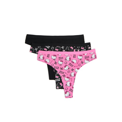 Cropp - Majtki stringi 3 pack z Hello Kitty - wielobarwny ze sklepu Cropp w kategorii Majtki damskie - zdjęcie 177589610