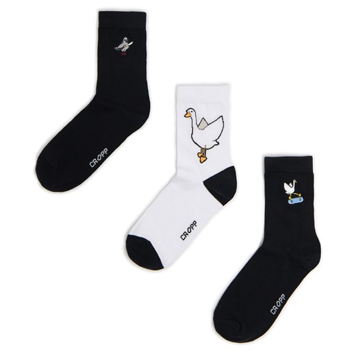 Cropp - 3 pack skarpet z ptasim motywem - czarny Cropp 43-46 Cropp