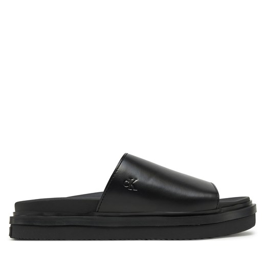 Klapki Calvin Klein Jeans Flat Molded Sandal Slide YW0YW01710 Czarny ze sklepu eobuwie.pl w kategorii Klapki damskie - zdjęcie 177593503