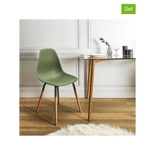 THE HOME DECO FACTORY Krzesła (2 szt.) &quot;Scandinave&quot; w kolorze zielonym - 46 x 85 x 56 cm ze sklepu Limango Polska w kategorii Meble - zdjęcie 177622390