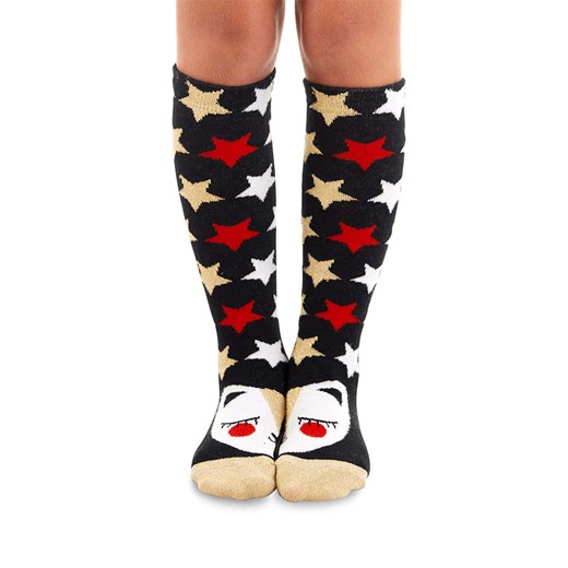 Denokids Podkolanówki &quot;Glitter Cat&quot; w kolorze czarnym ze sklepu Limango Polska w kategorii Skarpetki dziecięce - zdjęcie 177626710