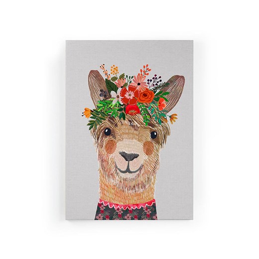 Folkifreckles Druk na płótnie &quot;Floral Lama&quot; - 40 x 60 cm ze sklepu Limango Polska w kategorii Obrazy - zdjęcie 177628154