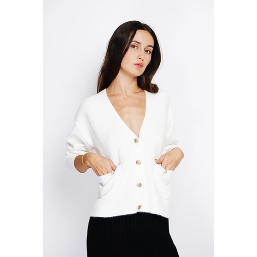 ASSUILI Kaszmirowy kardigan w kolorze białym ze sklepu Limango Polska w kategorii Swetry damskie - zdjęcie 177629091