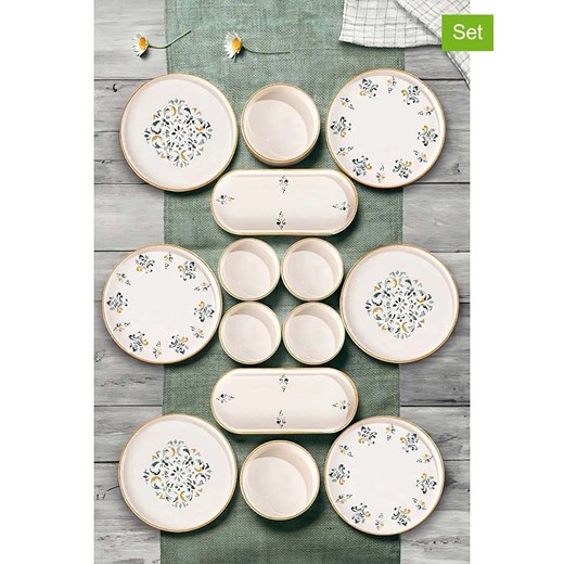 Hermia 14-częściowy zestaw śniadaniowy w kolorze kremowym ze wzorem ze sklepu Limango Polska w kategorii Zastawa stołowa - zdjęcie 177632264