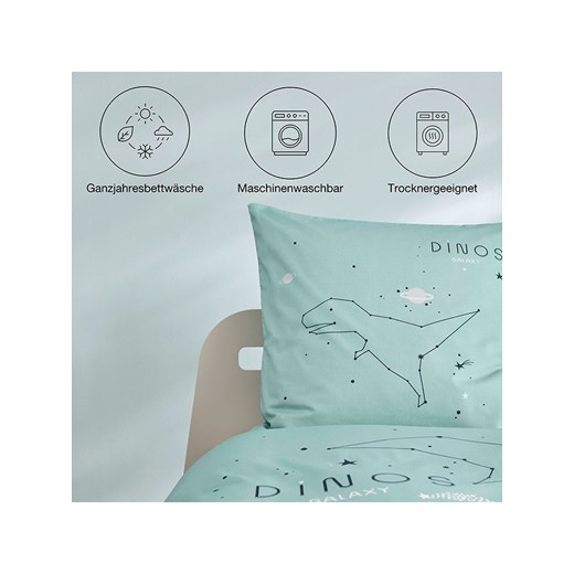 Ibena Komplet pościeli satynowej &quot;Dinos&quot; w kolorze błękitnym Ibena 135x200 cm promocja Limango Polska