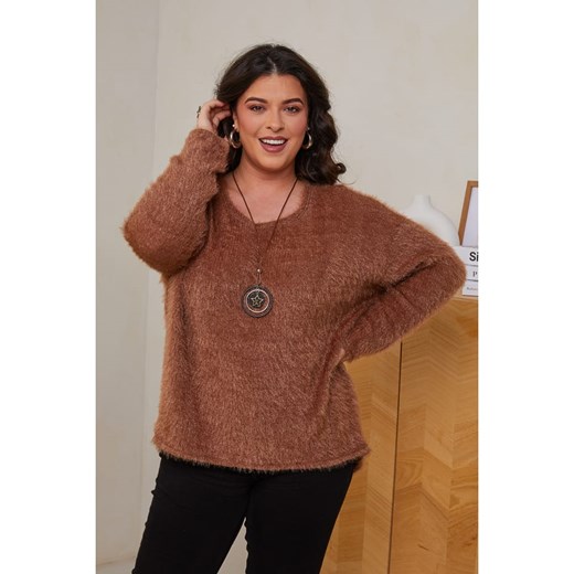 Curvy Lady Sweter w kolorze jasnobrązowym Curvy Lady 44/46 Limango Polska wyprzedaż