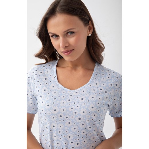 Koszula nocna damska niebieska w stokrotki 284, Kolor niebieski-wzór, Rozmiar M, Luna ze sklepu Intymna w kategorii Koszule nocne - zdjęcie 177646022