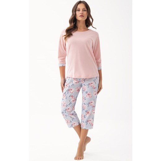 Bawełniana piżama damska w róże 343, Kolor niebiesko-łososiowy, Rozmiar L, Luna ze sklepu Intymna w kategorii Piżamy damskie - zdjęcie 177646042