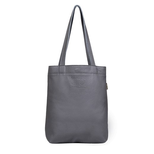 popielata torebka damska skórzana shopperka Chiara ze sklepu Słoń Torbalski w kategorii Torby Shopper bag - zdjęcie 177646982