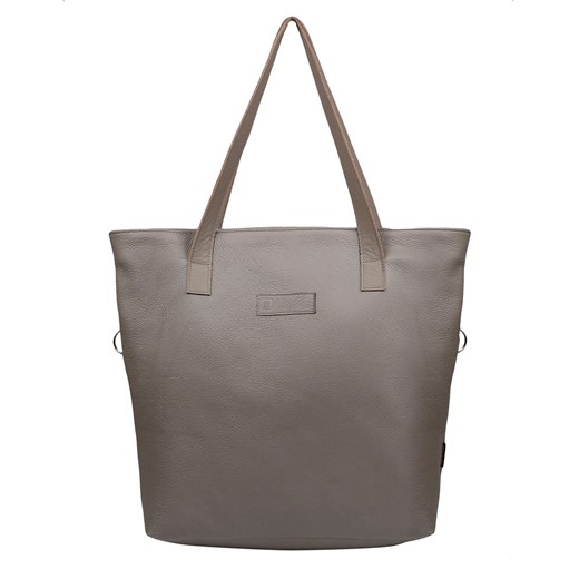 beżowa skórzana torebka damska shopperka zapinana na zamek Jessica ze sklepu Słoń Torbalski w kategorii Torby Shopper bag - zdjęcie 177650044