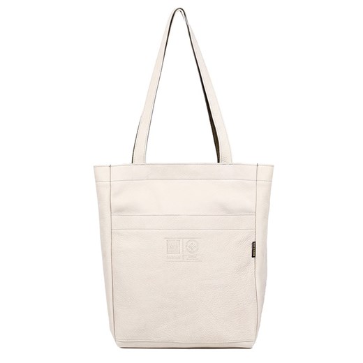 torebka skórzana shopper na ramię Aniela beżowa ze sklepu Słoń Torbalski w kategorii Torby Shopper bag - zdjęcie 177653283