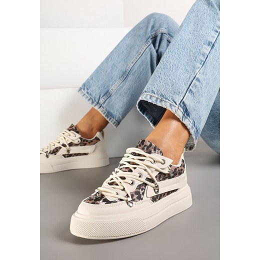 Beżowe Sneakersy ze Wzorem w Panterkę Doridi ze sklepu renee.pl w kategorii Buty sportowe damskie - zdjęcie 177653984
