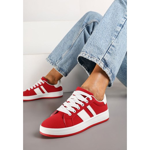 Czerwone Płaskie Sneakersy z Paskiem Quinesi ze sklepu renee.pl w kategorii Buty sportowe damskie - zdjęcie 177654224