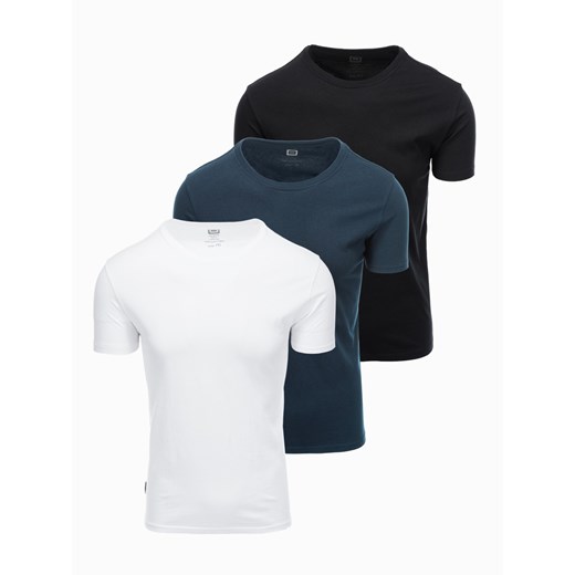 Zestaw męskich t-shirtów bawełnianych BASIC z okrągłym dekoltem – czarny/biały/granatowy V1 OM-TSBS-0232 ze sklepu ombre w kategorii T-shirty męskie - zdjęcie 177658873