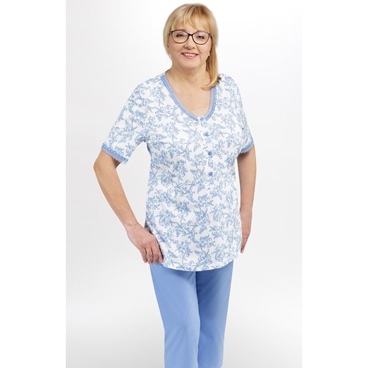 Bawełniana piżama damska Anastazja I 219 01, Kolor niebiesko-biały, Rozmiar M, MARTEL ze sklepu Intymna w kategorii Piżamy damskie - zdjęcie 177659474