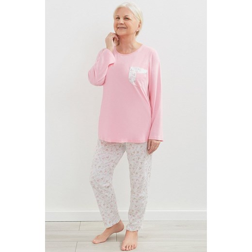 Bawełniana piżama damska Lena III 243 01, Kolor różowo-biały, Rozmiar M, MARTEL ze sklepu Intymna w kategorii Piżamy damskie - zdjęcie 177659540