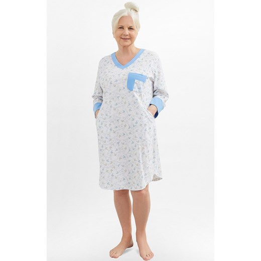 Bawełniana koszula nocna damska Nina II 242 02, Kolor niebiesko-biały, Rozmiar M, MARTEL ze sklepu Intymna w kategorii Koszule nocne - zdjęcie 177659554