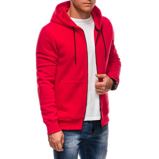 Rozpinana bluza męska dresowa z kapturem BASIC – czerwona V4 EM-SSBZ-0101 Other M Edoti