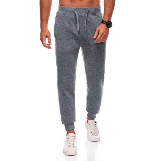 Męskie jednolite spodnie joggery dresowe BASIC – szary melanż V8 EM-PABS-0108 ze sklepu Edoti w kategorii Spodnie męskie - zdjęcie 177673690