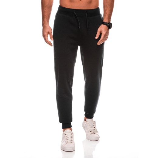 Jednolite męskie spodnie joggery dresowe BASIC – czarne V6 EM-PABS-0108 Edoti XL Edoti
