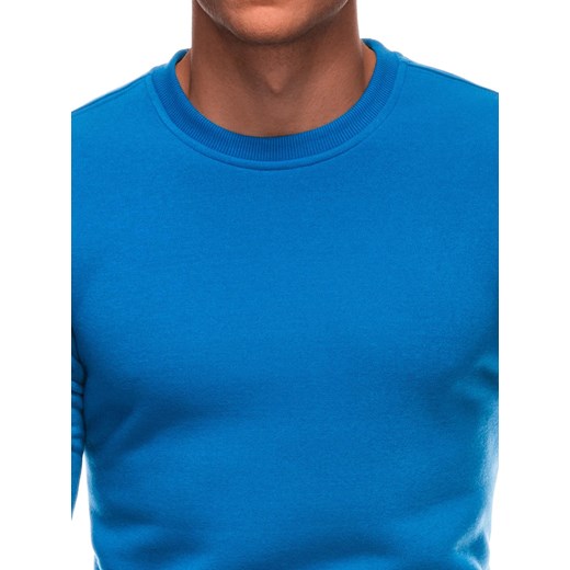 Jednolita męska bluza dresowa round neck BASIC – niebieska V1 EM-SSBN-0100 Edoti XL Edoti