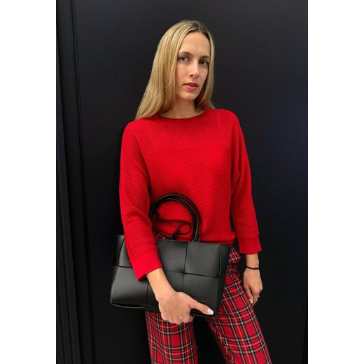 Czerwony sweter z ryżowym splotem Molton XS Molton