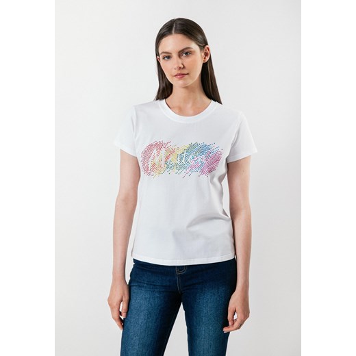 Biały t-shirt z kolorową aplikacją ze sklepu Molton w kategorii Bluzki damskie - zdjęcie 177675223