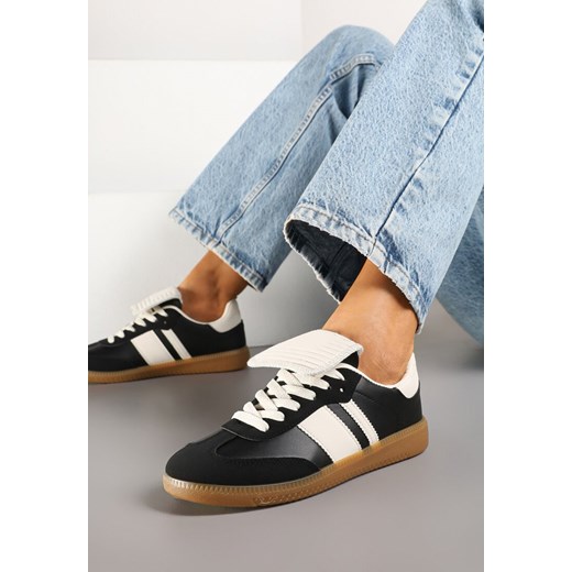 Czarne Sneakersy w Stylu Tenisówek z Wywinięciem Aveloren ze sklepu renee.pl w kategorii Buty sportowe damskie - zdjęcie 177676322