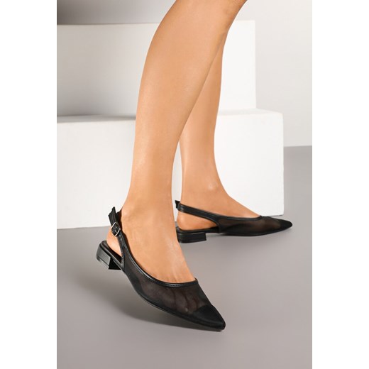 Czarne Sandały Typu Slingback z Siateczkową Cholewką Medeora ze sklepu renee.pl w kategorii Czółenka - zdjęcie 177677330