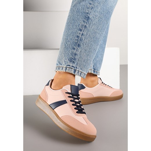 Różowo-Granatowe Sneakersy Tenisówki z Geometrycznym Wzorem Hanivra ze sklepu renee.pl w kategorii Buty sportowe damskie - zdjęcie 177677741