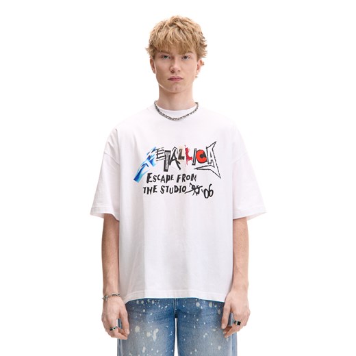 Cropp - Biały T-shirt z Metallicą - biały ze sklepu Cropp w kategorii T-shirty męskie - zdjęcie 177700902