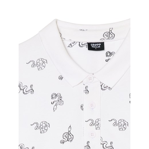 Cropp - T-shirt polo z wężami all over - biały Cropp L Cropp