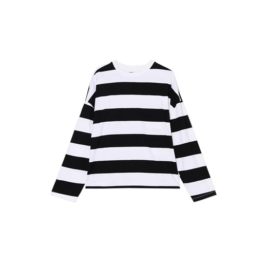 Cropp - Koszulka longsleeve w czarne paski - wielobarwny ze sklepu Cropp w kategorii Bluzki damskie - zdjęcie 177701732