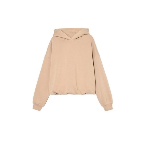 Cropp - Kremowa bluza hoodie z elastycznym wykończeniem UNISEX - kremowy ze sklepu Cropp w kategorii Bluzy damskie - zdjęcie 177702164