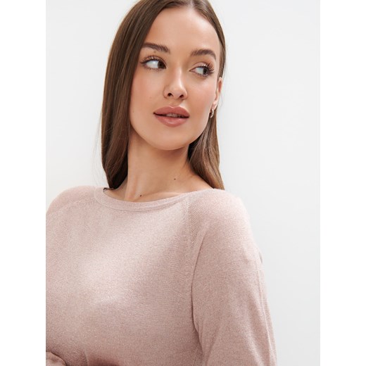 Mohito - Pudrowy sweter z metalizowaną nitką - pastelowy różowy Mohito XL Mohito