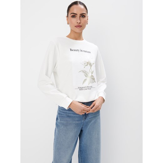 Mohito - Bluza z bawełną - kremowy ze sklepu Mohito w kategorii Bluzy damskie - zdjęcie 177705052