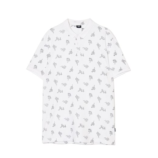 Cropp - T-shirt polo z wężami all over - biały Cropp XS Cropp
