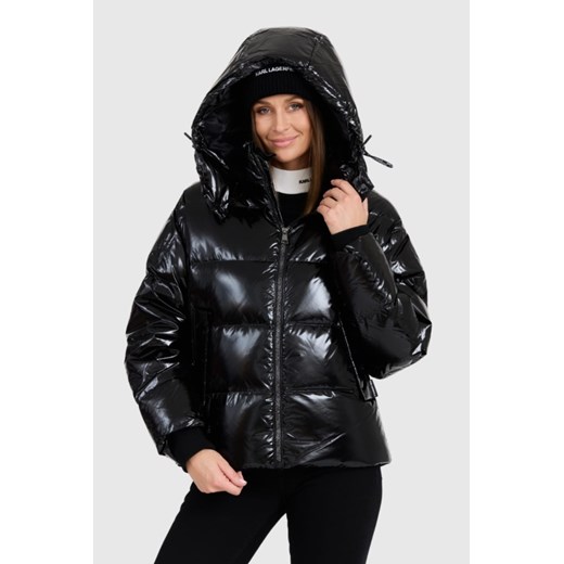 KARL LAGERFELD Czarna damska kurtka Hooded Down Jacket, Rozmiar XS ze sklepu outfit.pl w kategorii Kurtki damskie - zdjęcie 177705740