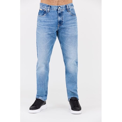 CALVIN KLEIN Błękitne męskie jeansy Slim Straight, Rozmiar 30/32 ze sklepu outfit.pl w kategorii Jeansy męskie - zdjęcie 177706611