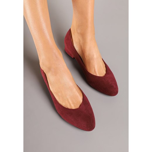 Bordowe Płaskie Czółenka w Klasycznym Stylu Doniveira 37 promocja born2be.pl