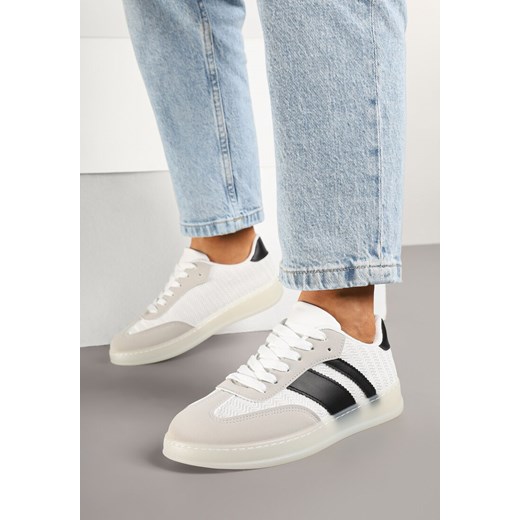 Biało-Czarne Sneakersy Tenisówki z Geometrycznym Wzorem Eleamila ze sklepu born2be.pl w kategorii Buty sportowe damskie - zdjęcie 177720391