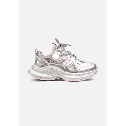 Różowe Buty Sportowe Sneakersy Ozdobione Cyrkoniami Nelvivi ze sklepu born2be.pl w kategorii Buty sportowe dziecięce - zdjęcie 177720434