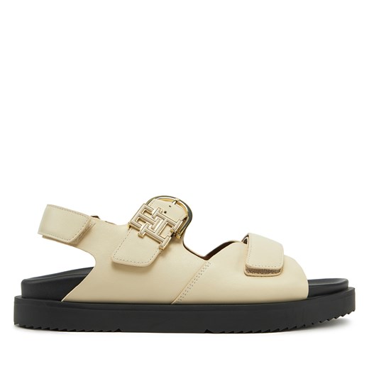 Sandały Tommy Hilfiger Leather Sporty Sandal FW0FW08799 Écru ze sklepu eobuwie.pl w kategorii Sandały damskie - zdjęcie 177720770