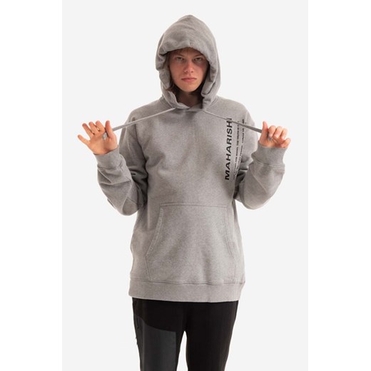 Maharishi bluza bawełniana Miltype męska kolor szary z kapturem z aplikacją 9756.MARL-MARL ze sklepu ANSWEAR.com w kategorii Bluzy męskie - zdjęcie 177722453