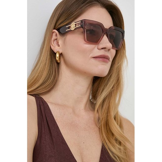 Versace okulary przeciwsłoneczne damskie kolor pomarańczowy 0VE4458 ze sklepu ANSWEAR.com w kategorii Okulary przeciwsłoneczne damskie - zdjęcie 177726150